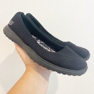 Sketchers Womens Comfort Shoe Size 8 Black Slip On Memory Foam Air Cooled Comfy